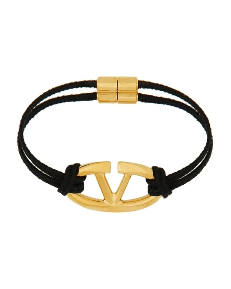 Valentino Garavani Valentino Garavani V Logo Baumwollarmband Black