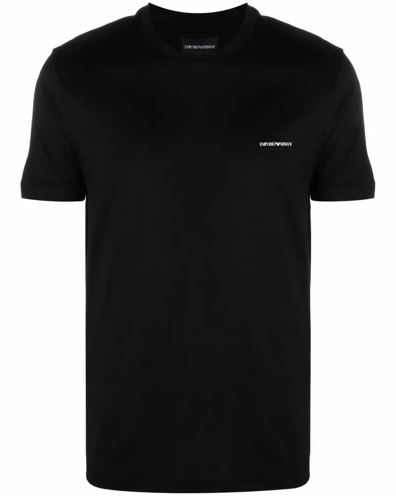 Emporio Armani Logo Baumwollmischung T -Shirt Black