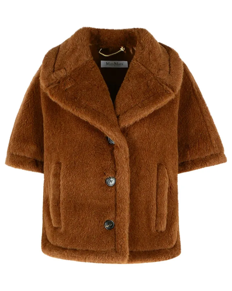 Max Mara Kastenförmiger Umhang von  aus „Teddy“ aus Alpaka und braunem Cachemire Brown