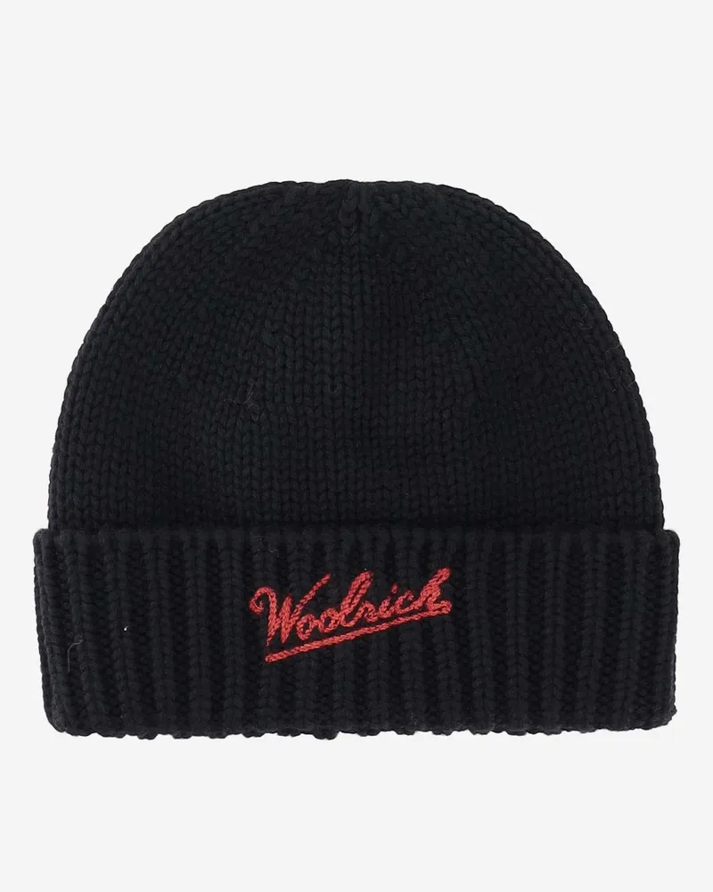 Woolrich Woll Mütze mit Logo Black