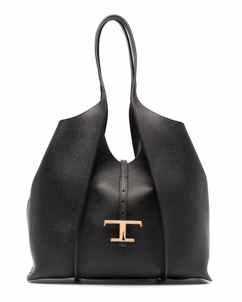 TOD'S s Mittelgroße Leder -Einkaufstasche Black