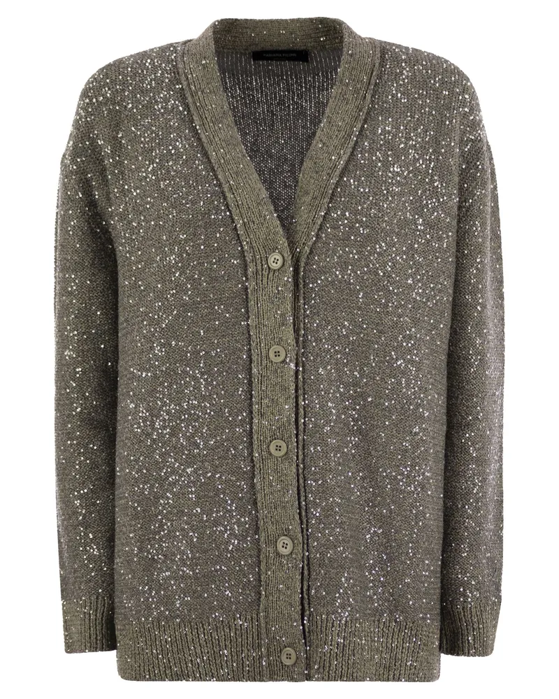 Fabiana Filippi Cotton Strick -Strickjacke mit Pailletten Grey