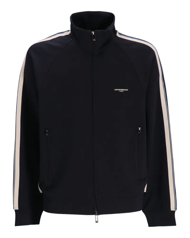 Emporio Armani Logo Cotton Reißverschluss -Sweatshirt Blue