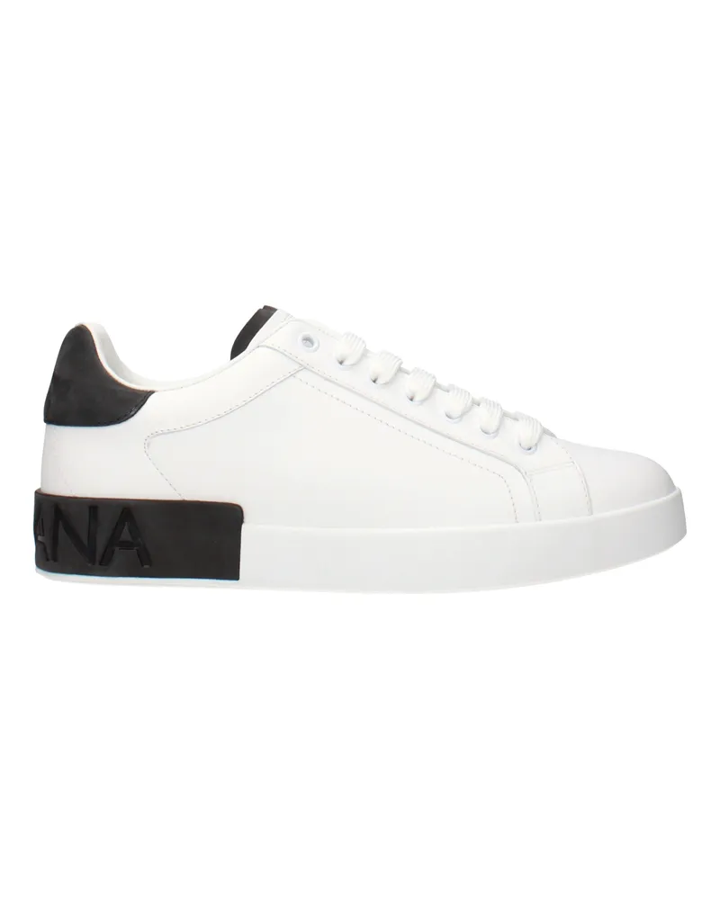 Dolce & Gabbana Dolce&Gabbana Portofino Herrens Sneakers Weiß/Schwarzes Leder -