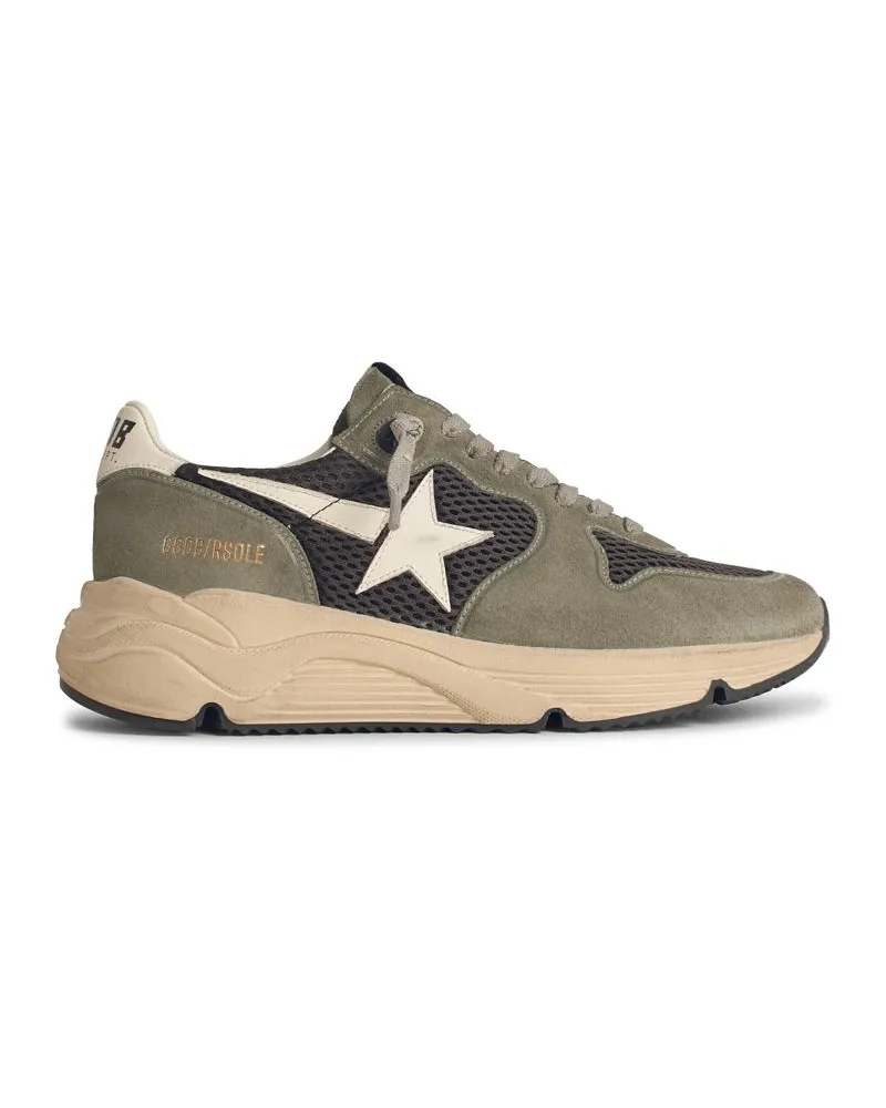 Golden Goose Golden Gans lauft Sohle 'im grünen Wildleder mit White Lear Star und Ferse Green
