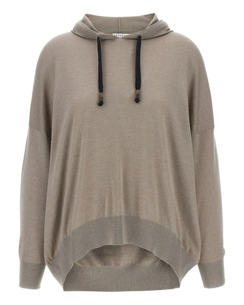 Brunello Cucinelli Wolle und Seidenmischung Hoodie Dove