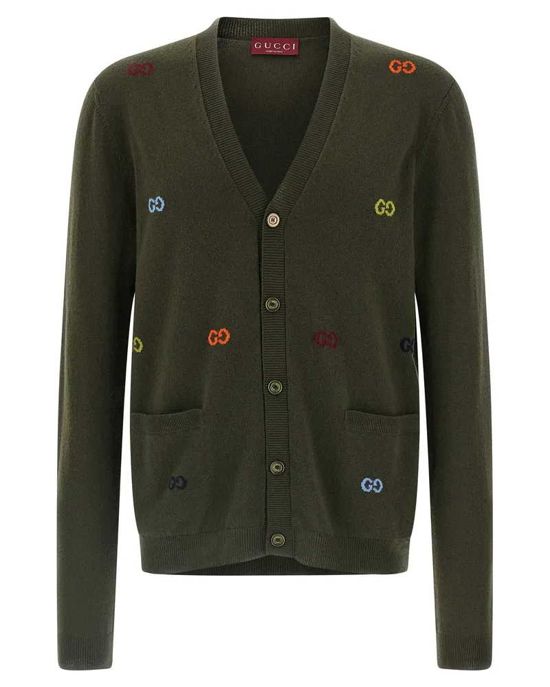 Gucci Gg Intarsien-Cardigan Green
