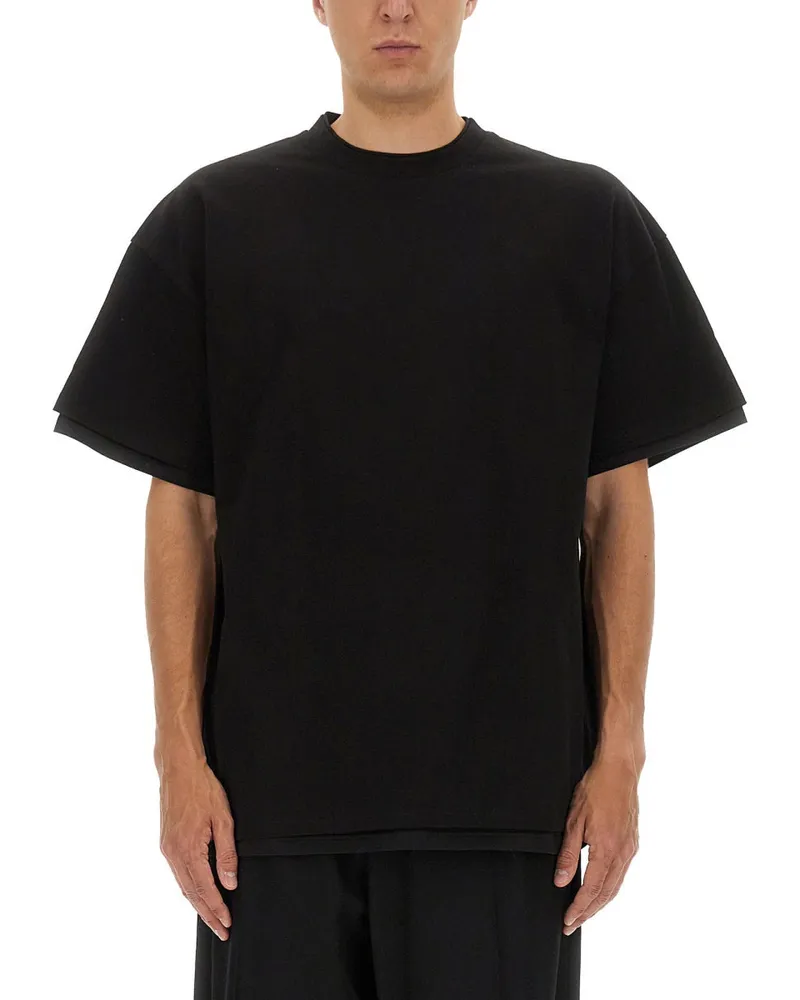 Jil Sander Jil Schleifer Doppelschicht -Baumwoll -T -Shirt Black