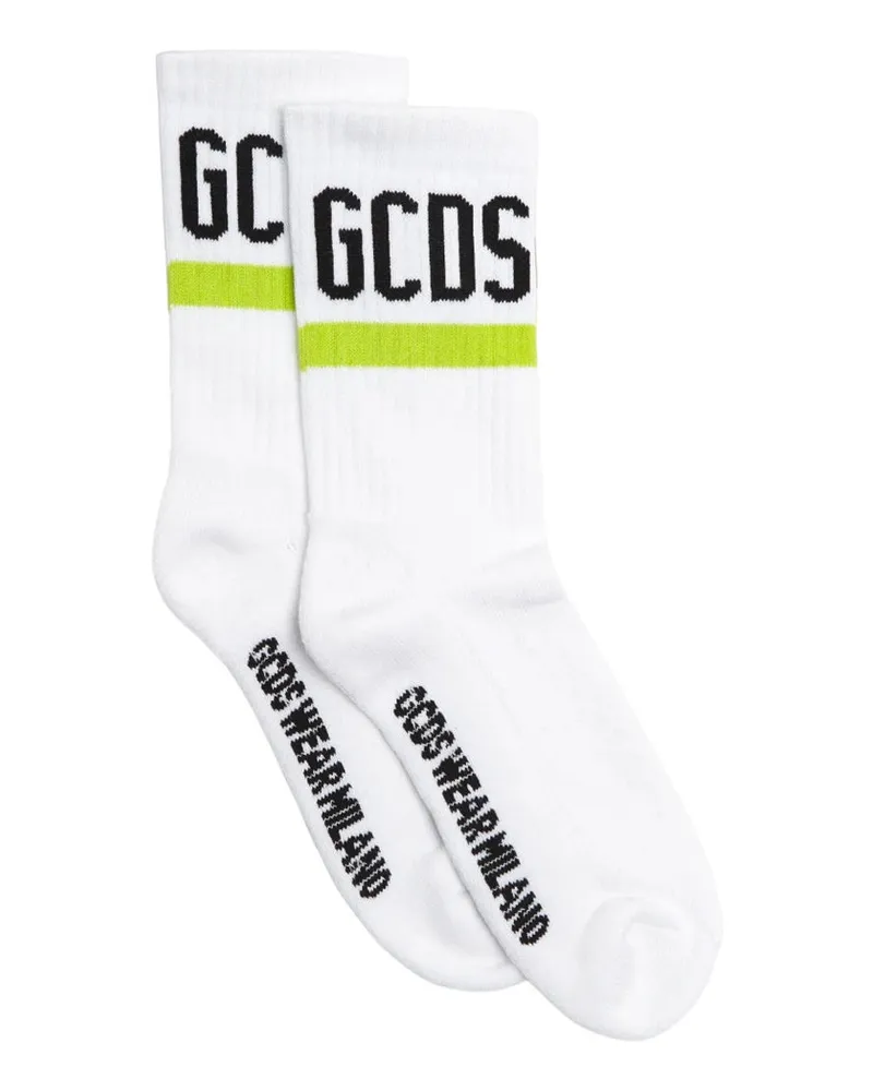 GCDS gerippte Socken mit Logo White