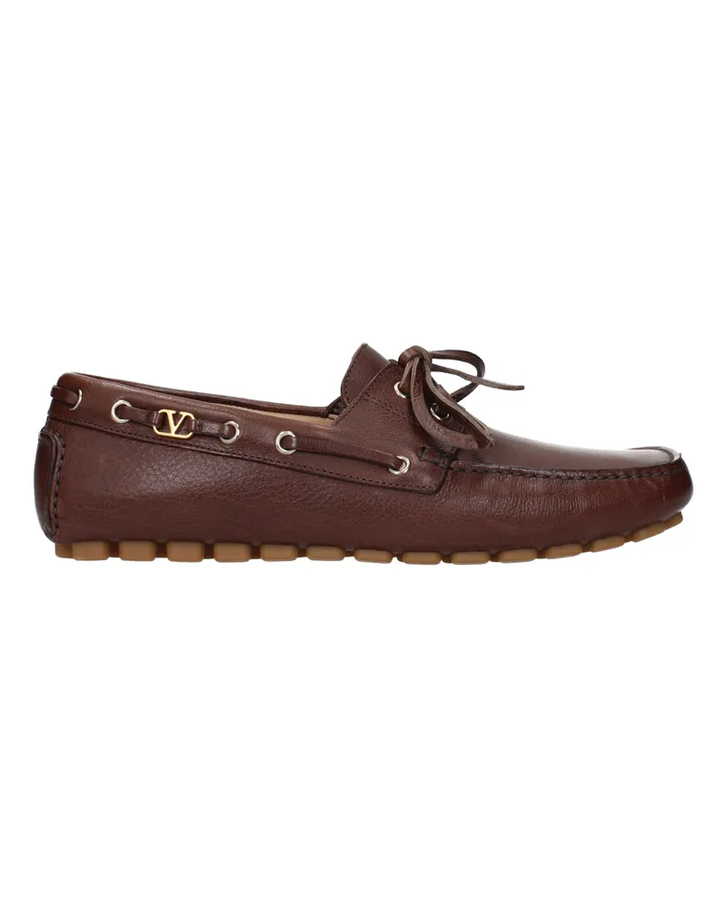 Valentino Garavani Herrens Braune Leder-Loafer -