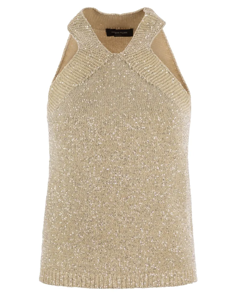 Fabiana Filippi Baumwollknit -Tanktop mit Pailletten Vanilla
