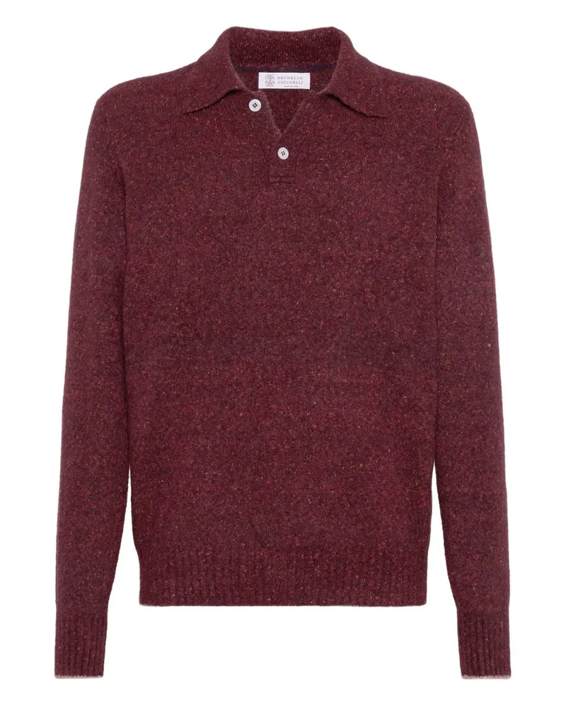 Brunello Cucinelli Wolle Polo -Hemd Bordeaux