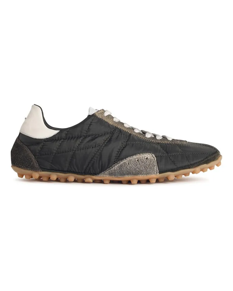Maison Margiela Sneakers in gestepptem Stoff und dunkelgrünem Wildleder Green