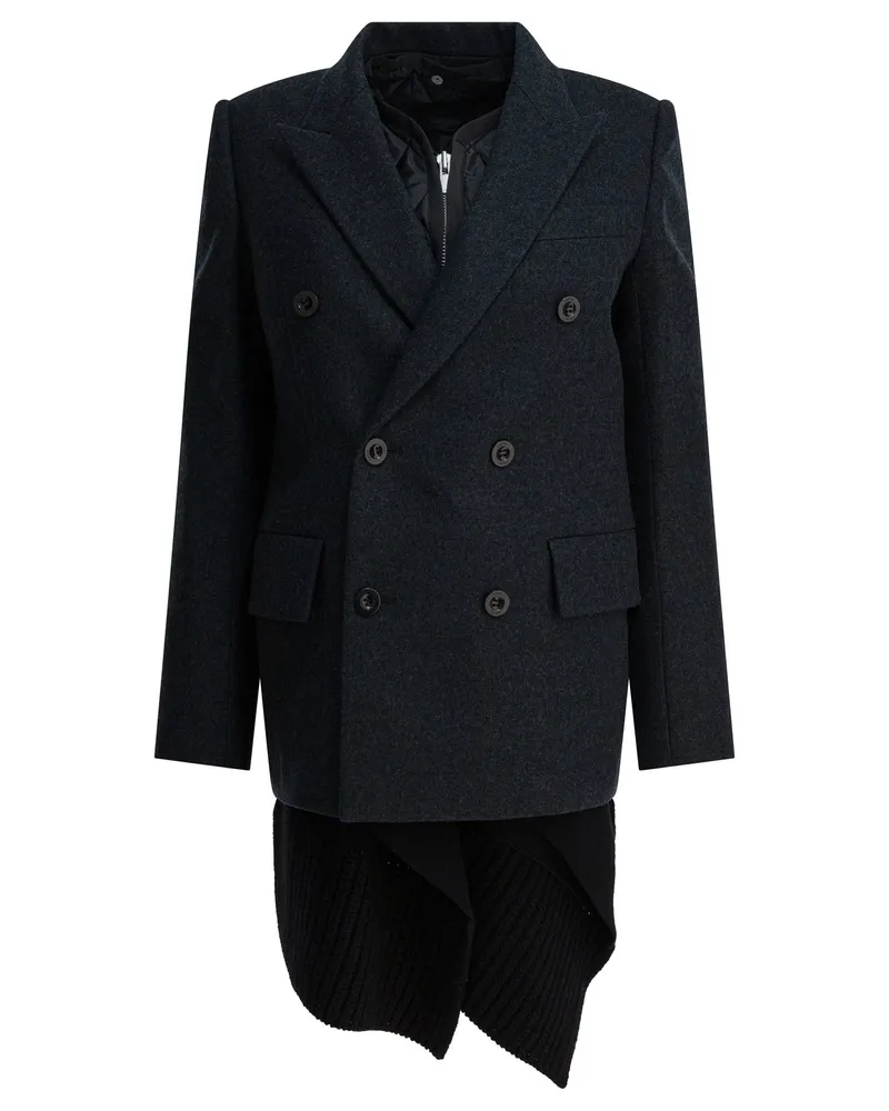 Sacai Langer Wollmantel von Grey