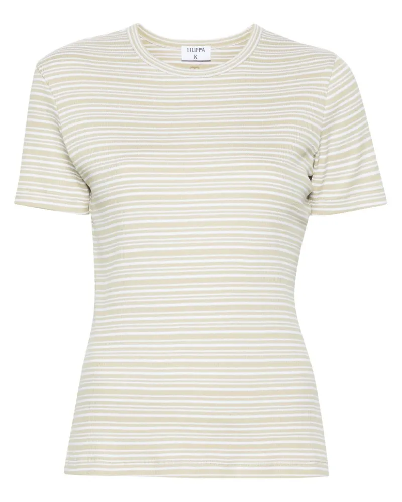 Filippa K gestreifte Baumwoll -T -Shirt Green