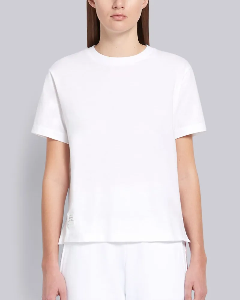 Thom Browne Logo Patch Kurzarm T -Shirt White