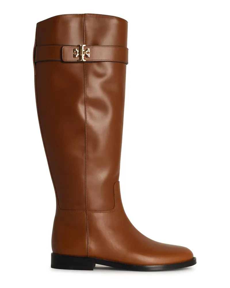 Tory Burch Lock Ridin' Brown Lear Stiefel Brown