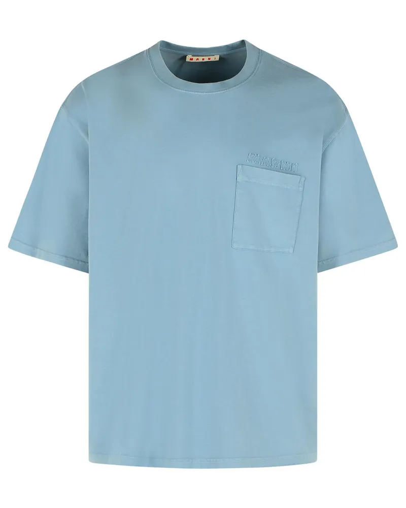 Marni Hellblaues Baumwoll-T-Shirt Light