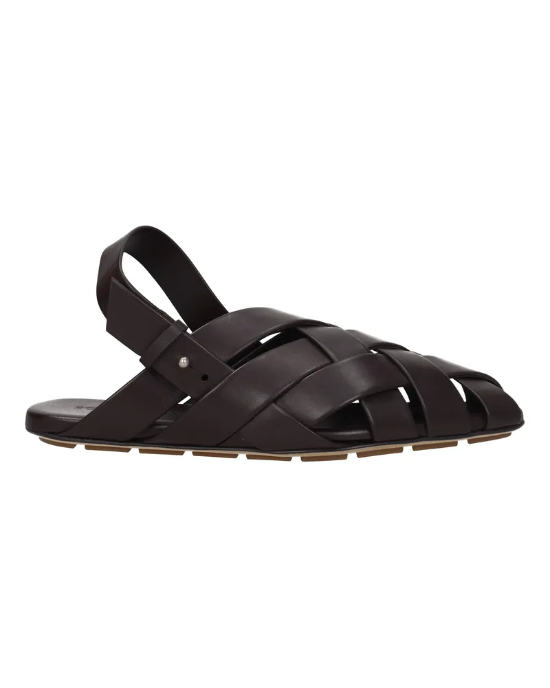 Bottega Veneta Hausschuhe und Hufe Mann braunes Leder/dunkle Schokolade -