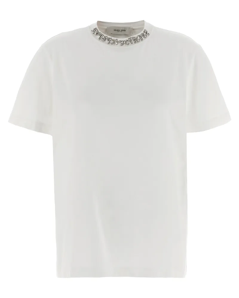 Golden Goose Crystal T-Shirt mit Rundhalsausschnitt White