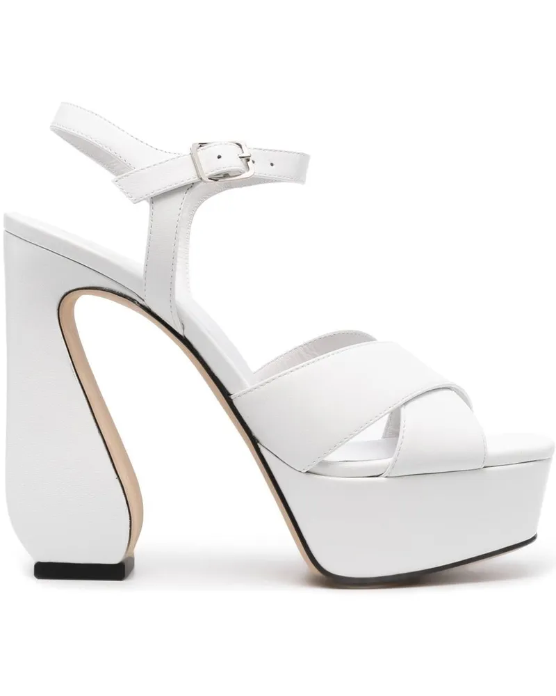 Sergio Rossi Lederferse Sandalen White