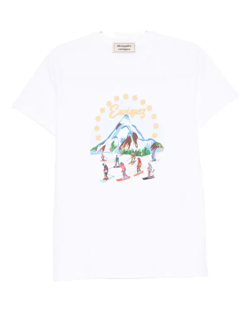 Alessandro Enriquez besticktes Baumwoll-T-Shirt White