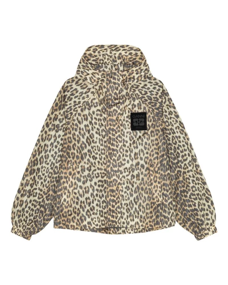 Ganni Nylon Blouson Jacke Brown