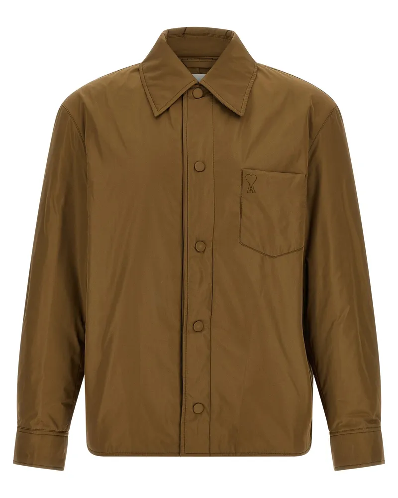 AMI Paris Ami de Coeur' Overshirt Brown