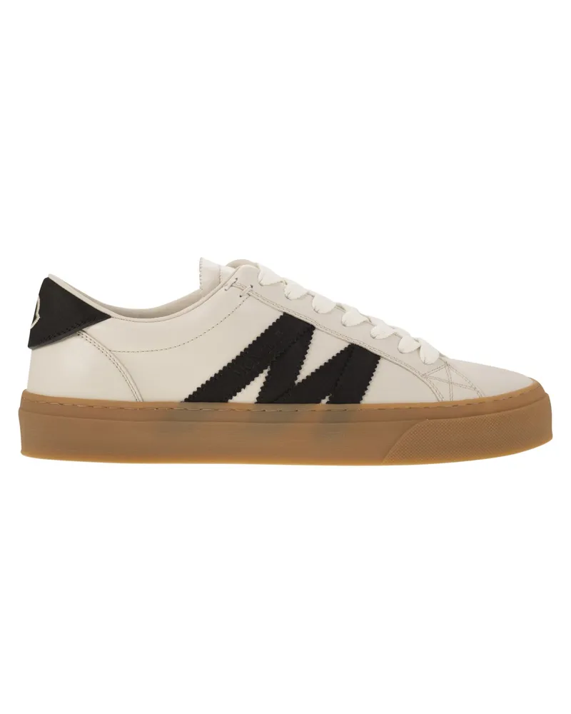 Moncler Monaco2 Leder und Nubuck -Turnschuhe White
