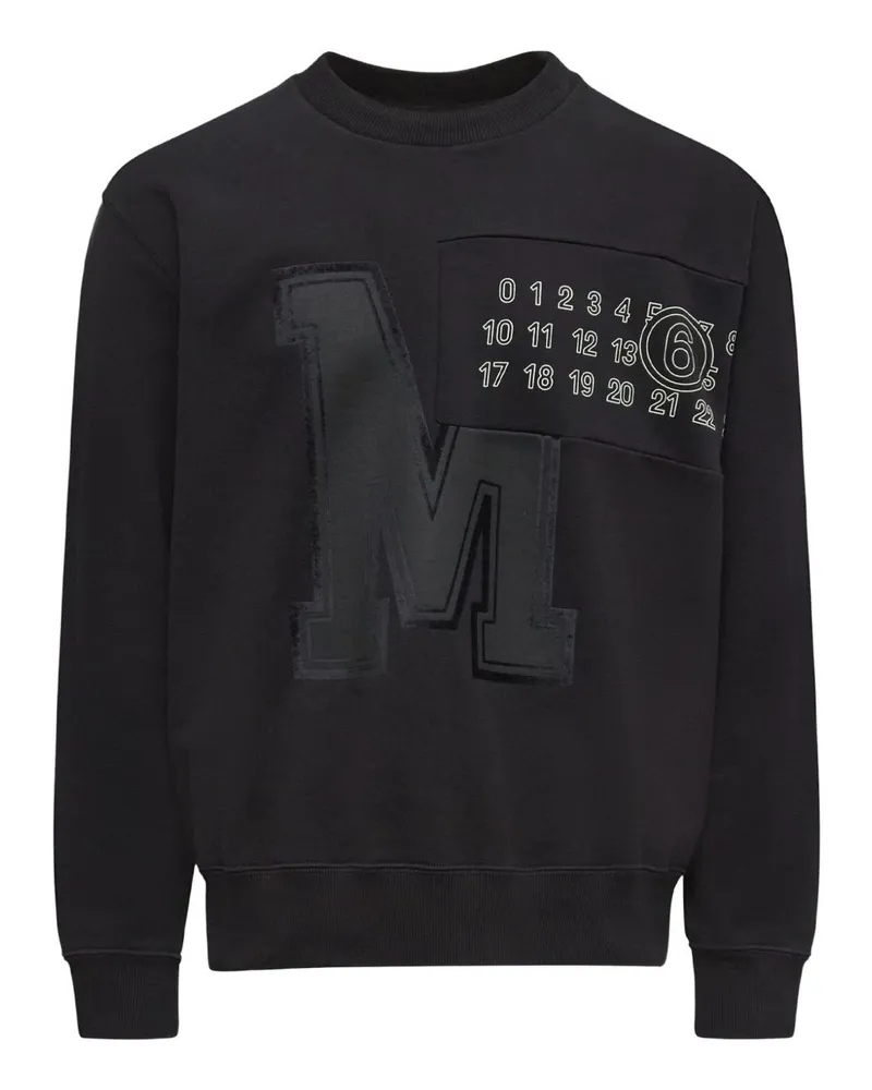 Maison Margiela Logo Baumwollcrewneck Sweatshirt Black