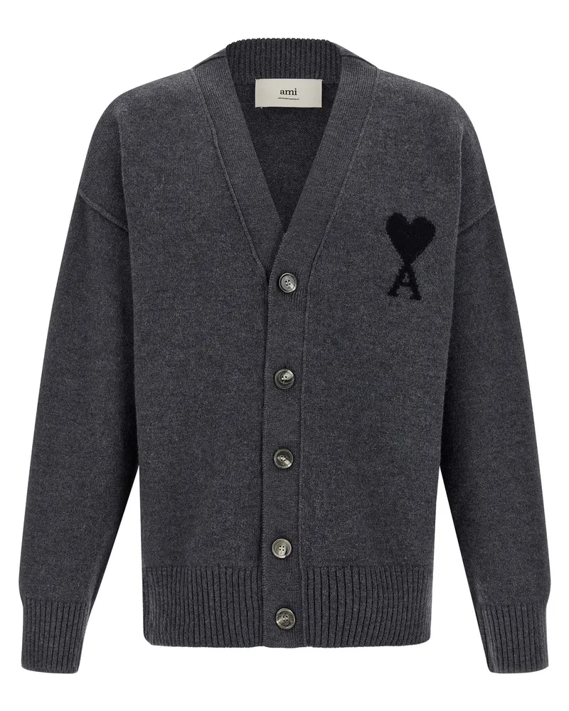 AMI Paris Ami de Coeur' Strickjacke Gray