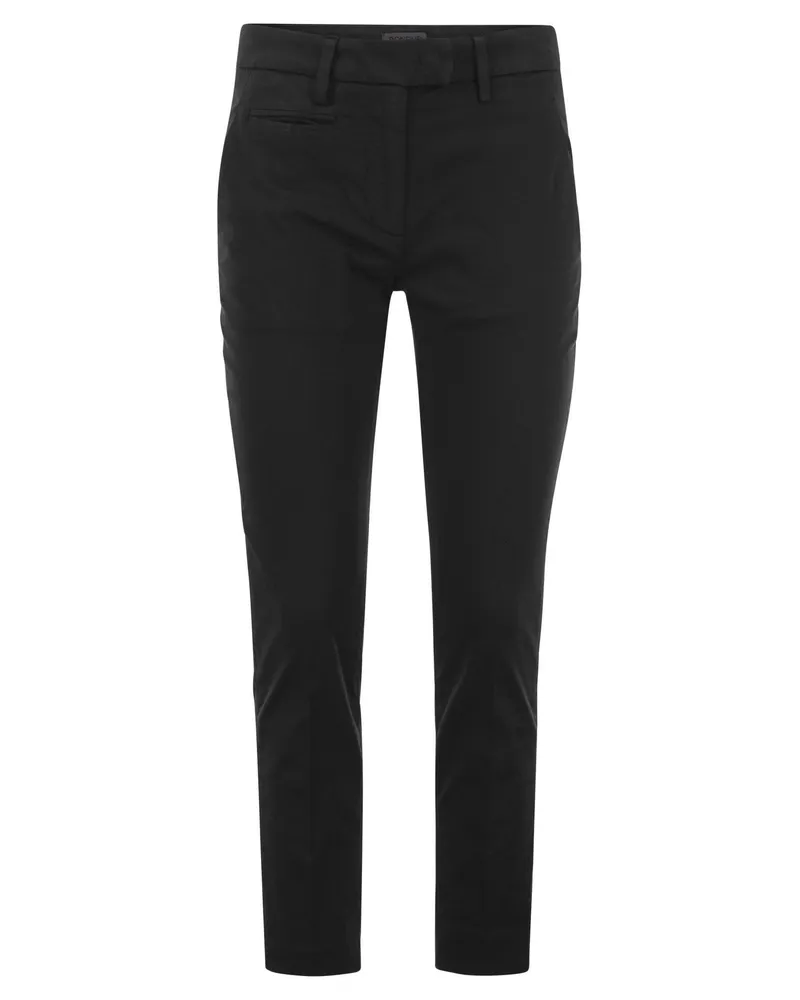 Dondup Perfect Slim Fit Hosen in Modal und Baumwolle Schwarz