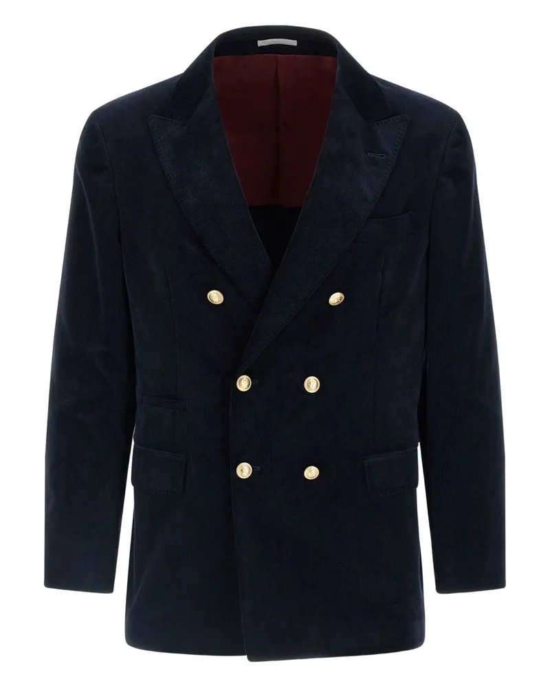 Brunello Cucinelli Zweireihige Baumwolljacke Blue