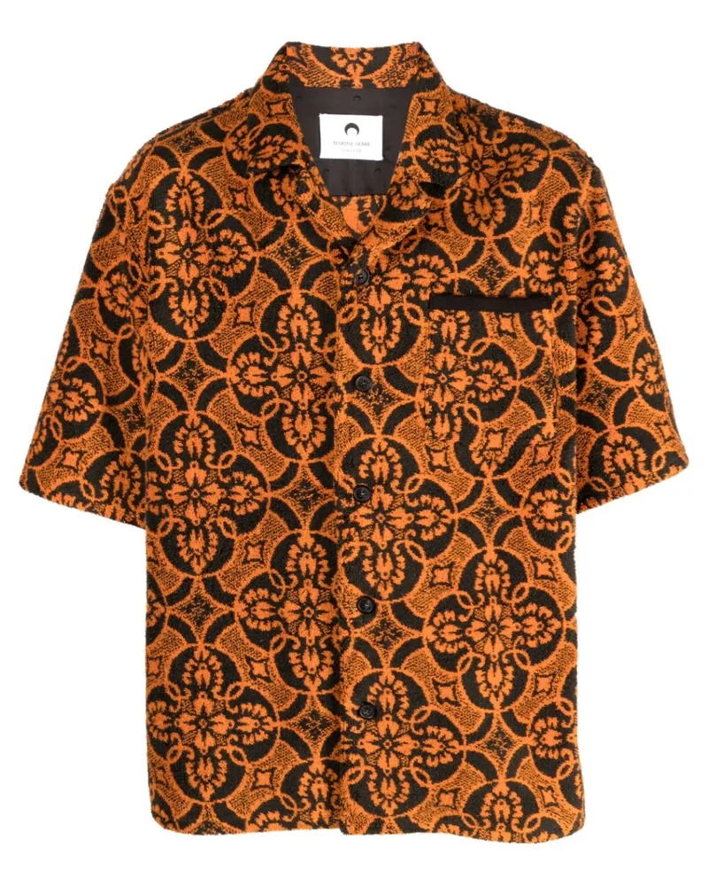 Marine Serre gedrucktes Baumwollhemd Orange