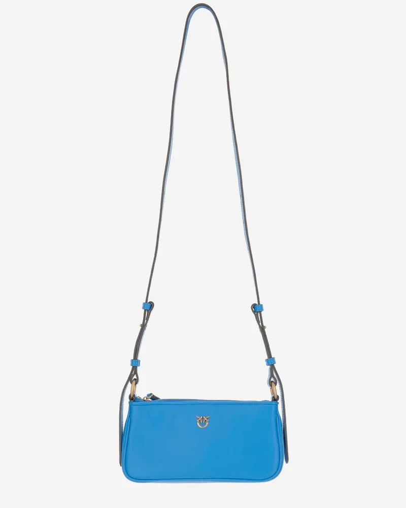 Pinko Mini Half Moon Baguette Ledertasche mit Logo Clear