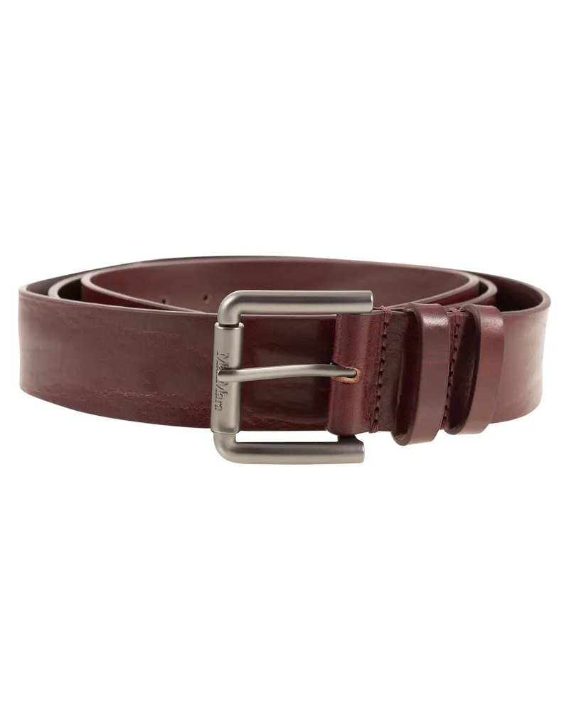 Max Mara Buckle40 Xlong Langer Ledergürtel Bordeaux