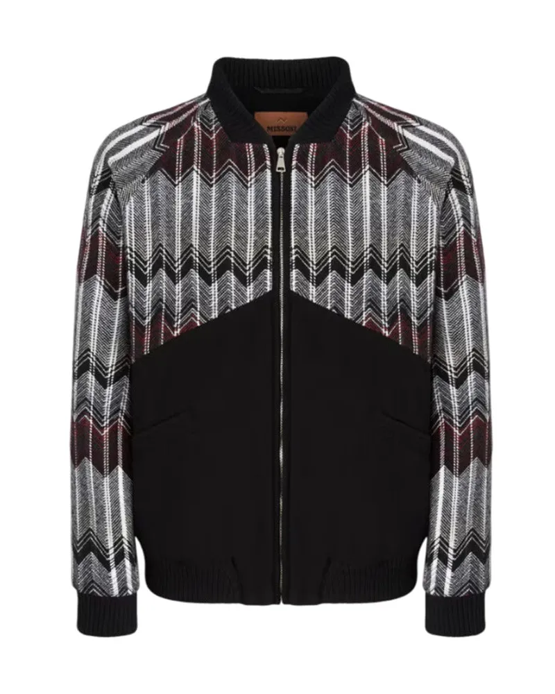Missoni Bomberjacke aus Wollmischung mit Zickzack-Einsatz Beige