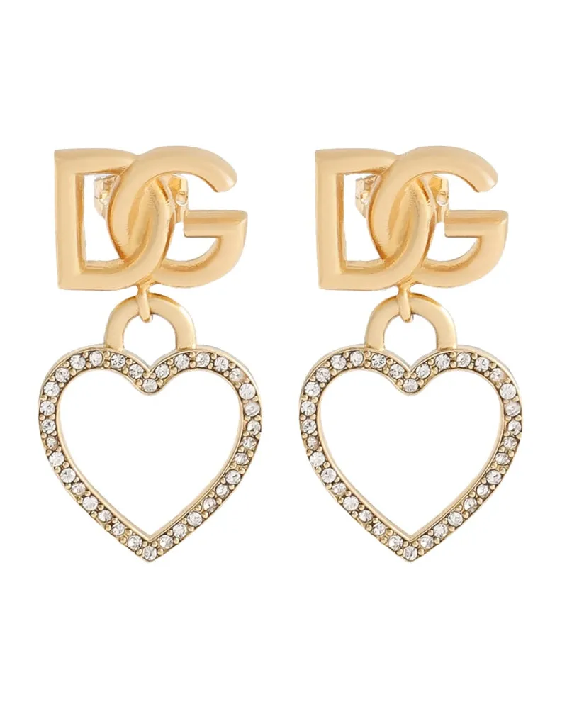 Dolce & Gabbana Stud Ohrringe mit Herzen und Logo Gold