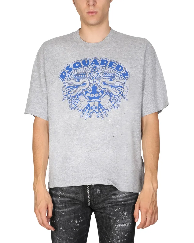 Dsquared2 Dragon Bros Fußball T -Shirt Grey