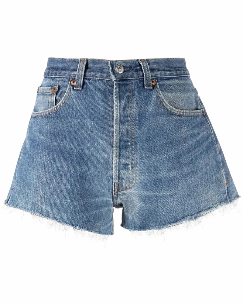 RE/DONE Roh Cut Denim Shorts Indigo