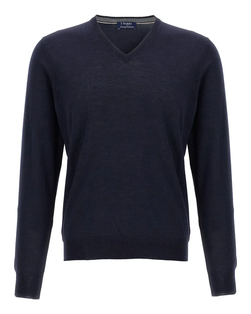 BARBA Wolle und Seidenpullover Blue