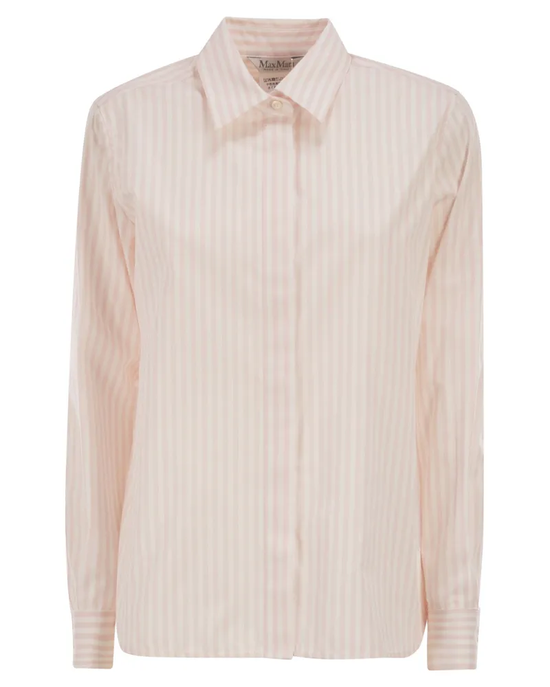 Max Mara Mxmaccenni Gestreiftes Popeline-Hemd Pink