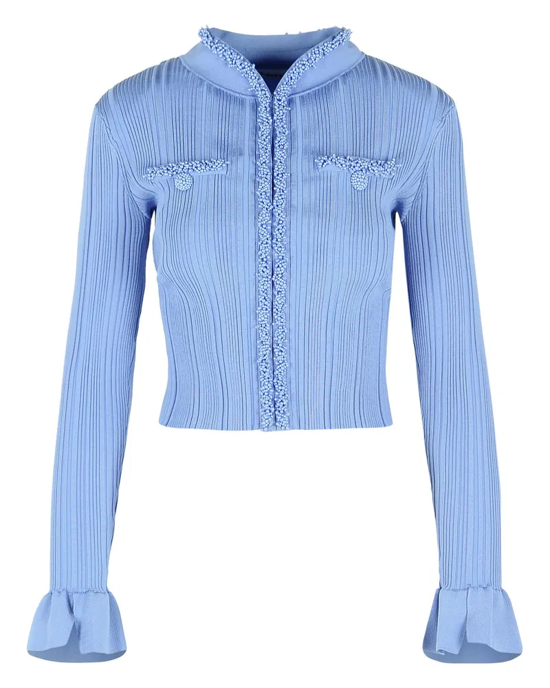 Self-Portrait Cardigan „Pearl“ aus hellblauer Viskosemischung Light