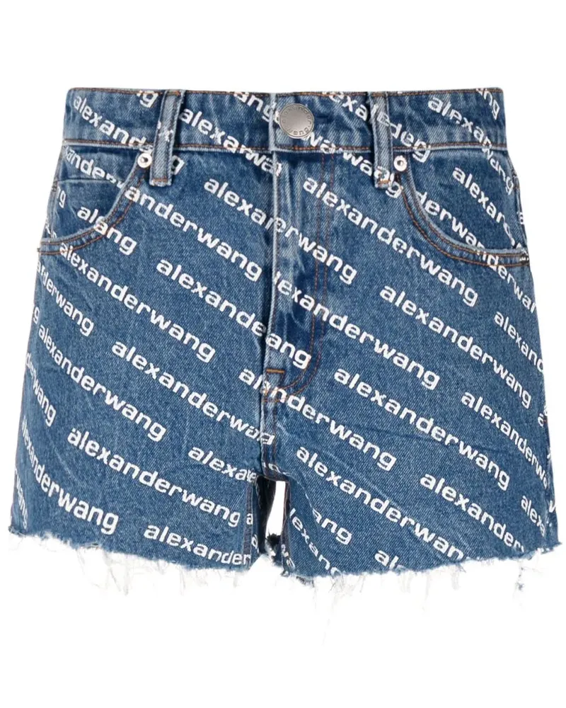 Alexander Wang Denim Shorts mit Druck Blue