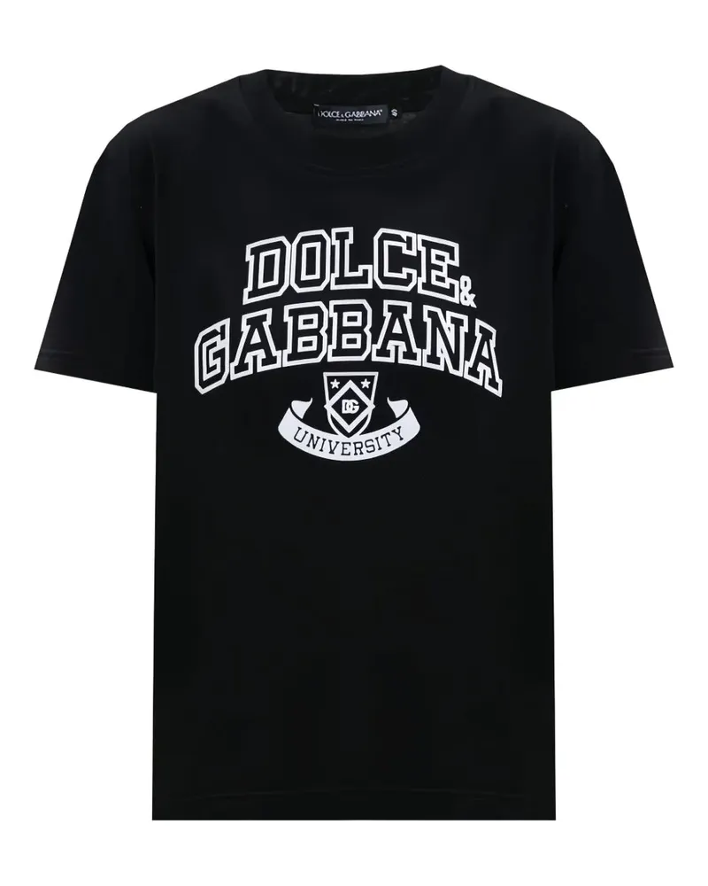 Dolce & Gabbana Black T -Shirt mit kontrastierendem Logo N0000