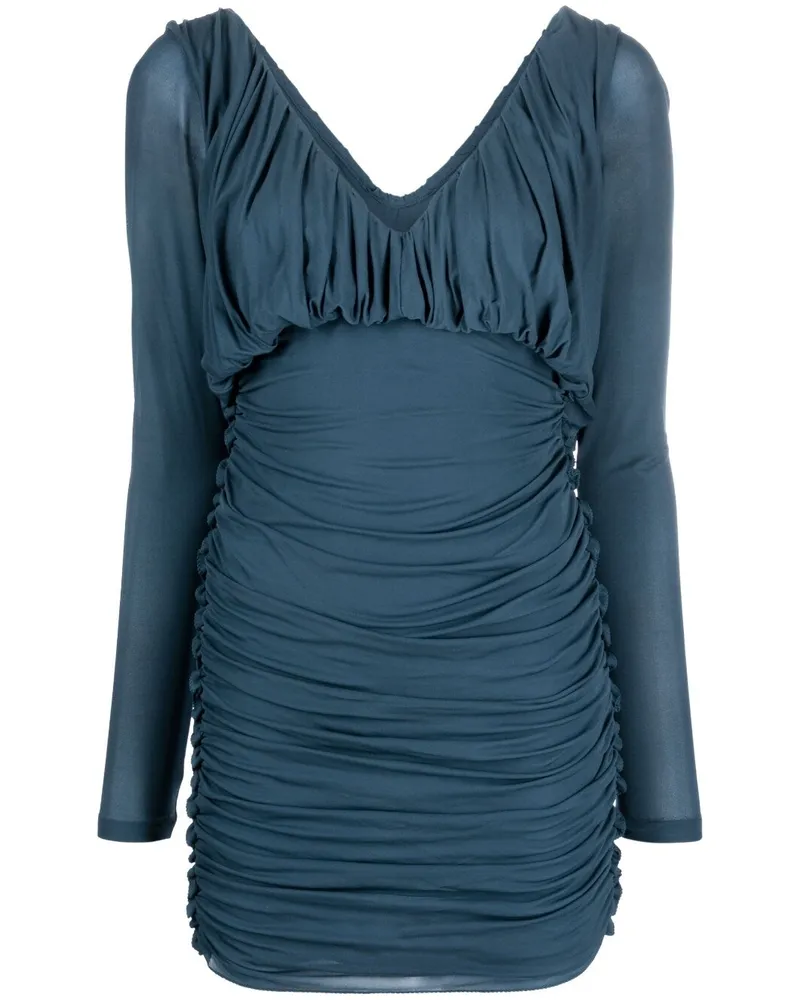 Saint Laurent Short Jersey Kleid Blue