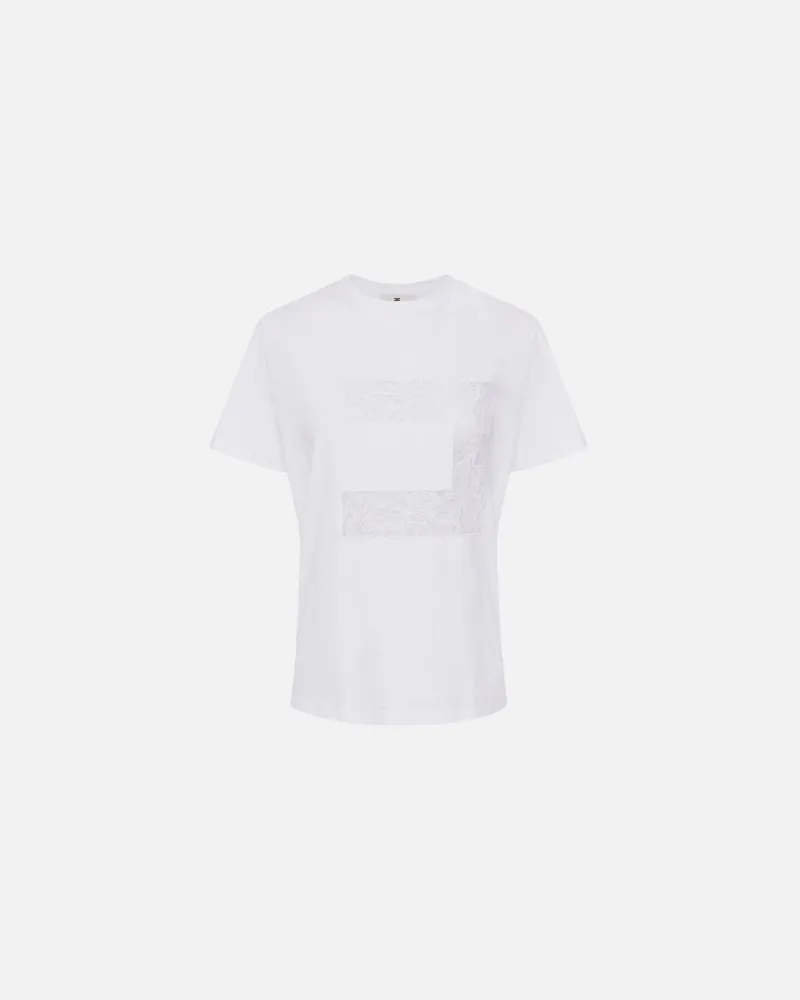 Elisabetta Franchi T -Shirt mit Makro -Logo Gesso