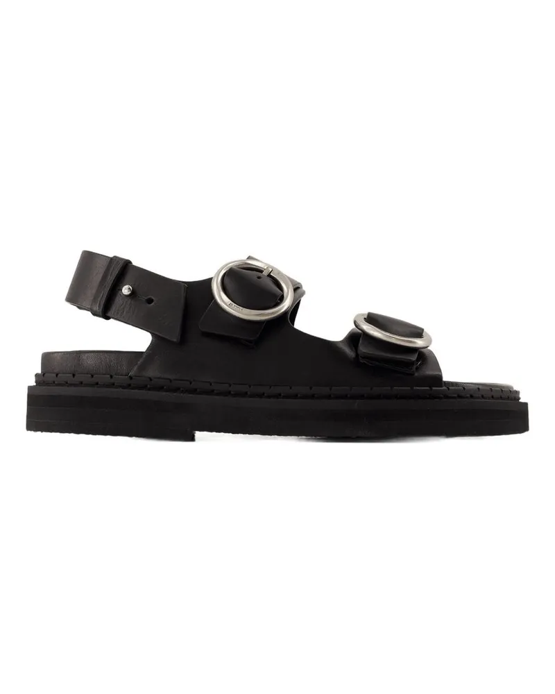 AMI Paris Fussbet Sandalen  Leder schwarz Black