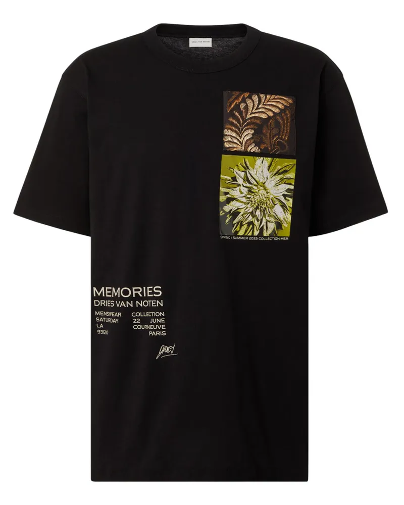 Dries van Noten Dries Van Note Cotton Jersey T -Shirt mit Druck Black