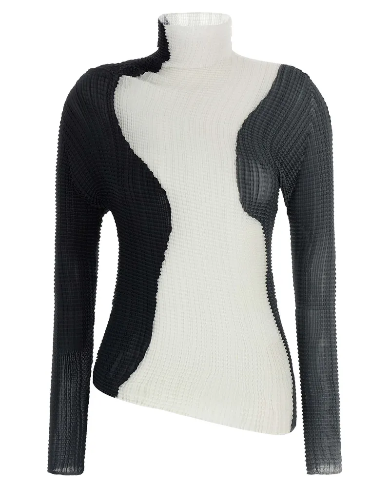 Issey Miyake abstrakte Tintfalten' Bluse White